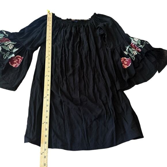 Blue Rain Off Shoulder Floral Embroidery Dress - Medium - Picture 2 of 7